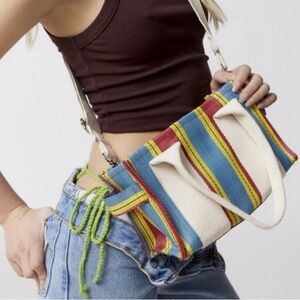 NWT UO Vintage 90s Serena Mesh Mini Tote Bag - Rainbow Retro Stripes
